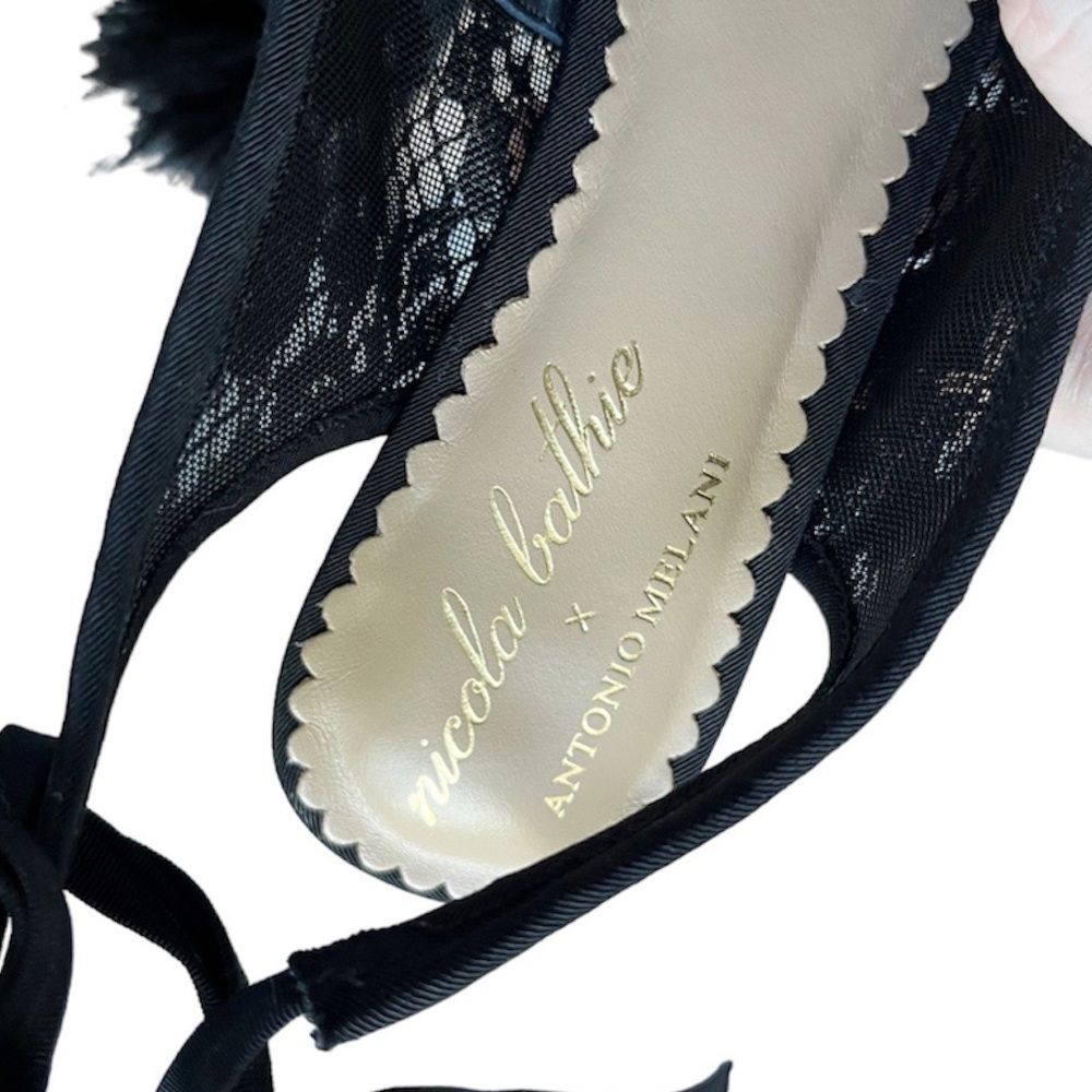 Antonio Melani NWT x Nicola Bathie Claire Ostrich Feather Ankle Wrap Heel - Picture 6 of 7